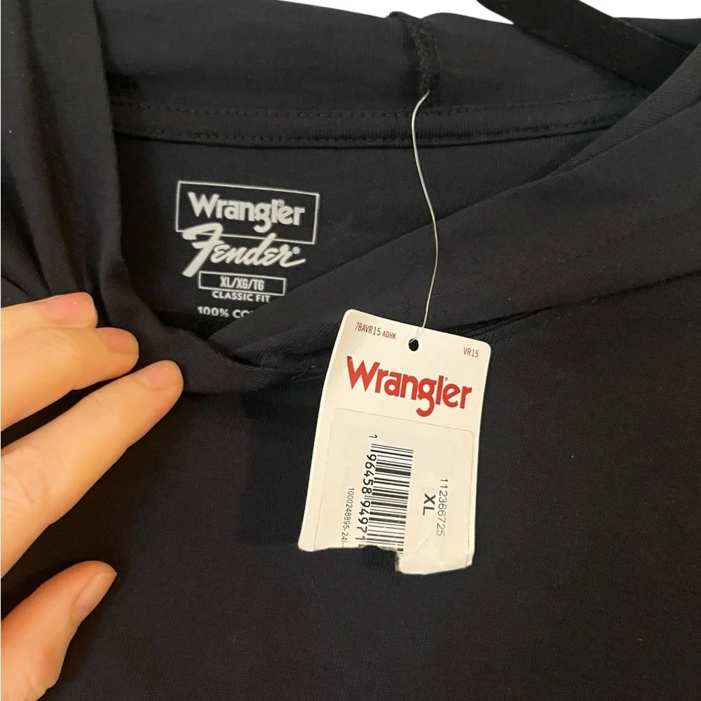 NWT Fender Wrangler Black Hoodie with Red Logo Mens XL - Picture 3 of 6